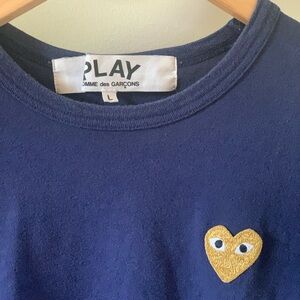 Comme des Garcons PLAY Navy Blue Tee with Gold Heart